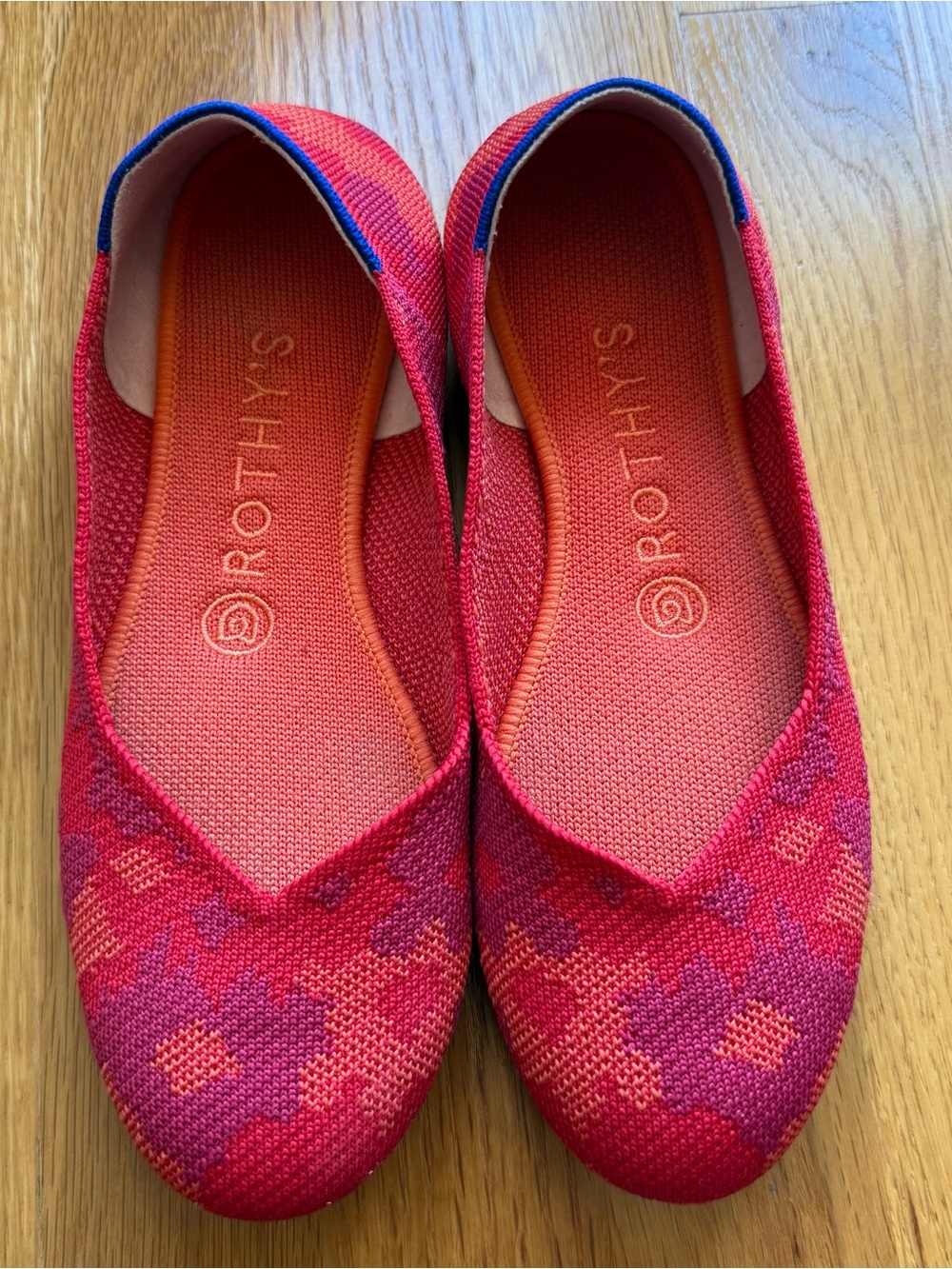 Rothy’s Red Botanicamo Rounded Toe washable knit ballet flats sizes 7